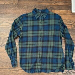 J. Crew Navy and Olive Checkered Shirt